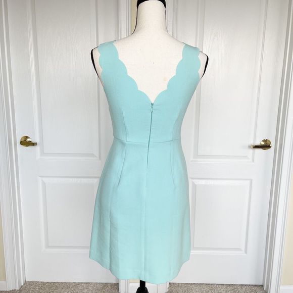 Loft 00P Baby Blue Scalloped Sleeveless Knee Length Dress - Picture 10 of 12
